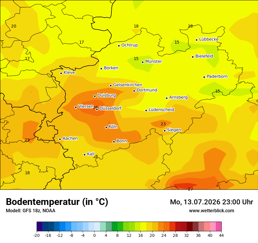 Modellkarte GFS – t_g – nrw
