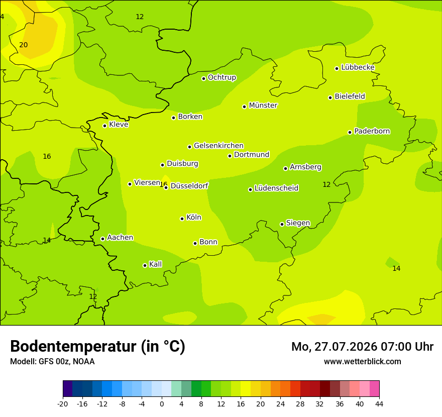 Modellkarte GFS – t_g – nrw