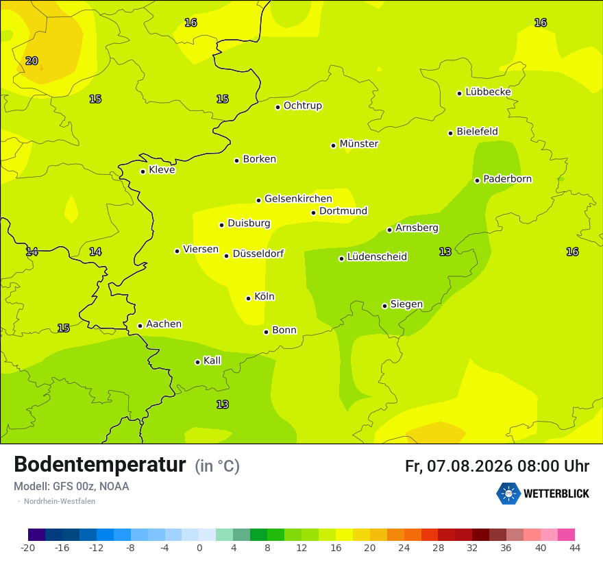 Modellkarte GFS – t_g – nrw