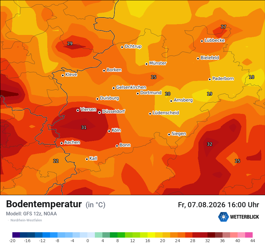 Modellkarte GFS – t_g – nrw
