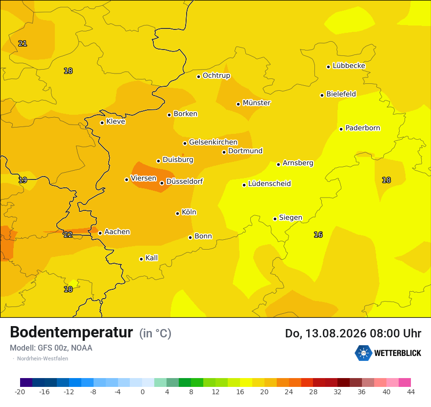 Modellkarte GFS – t_g – nrw