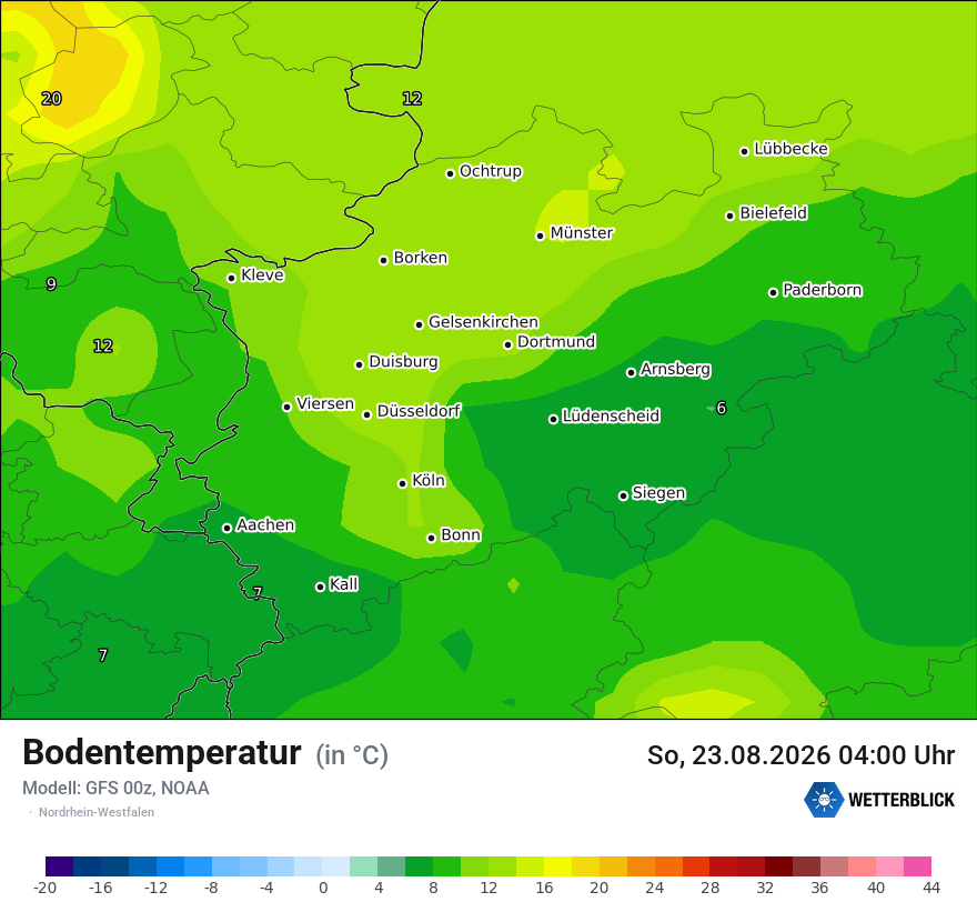 Modellkarte GFS – t_g – nrw