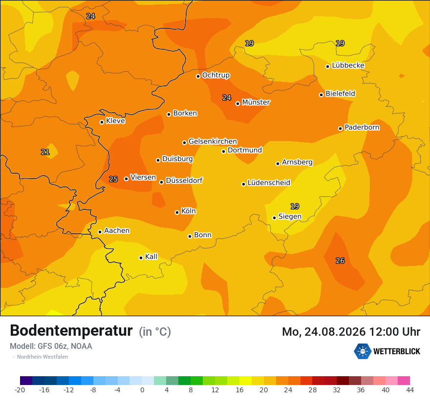 Modellkarte GFS – t_g – nrw
