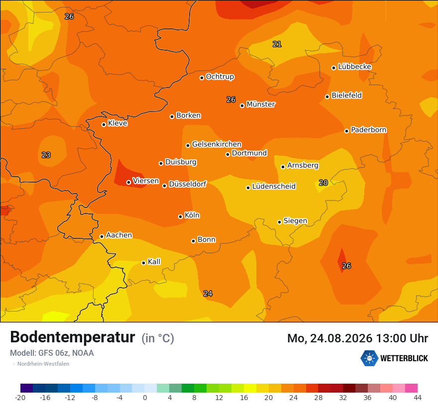 Modellkarte GFS – t_g – nrw