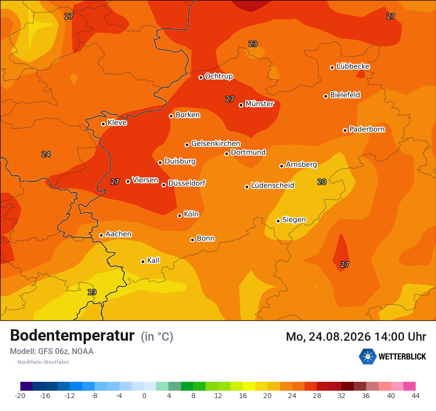 Modellkarte GFS – t_g – nrw