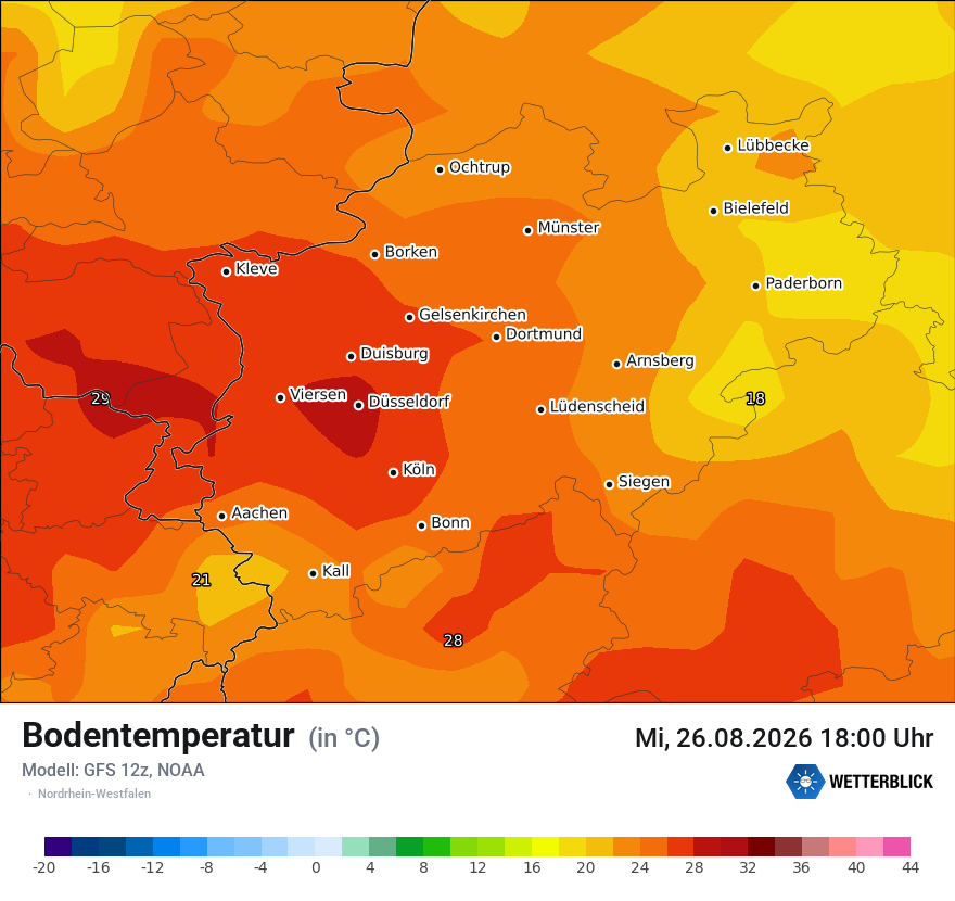 Modellkarte GFS – t_g – nrw
