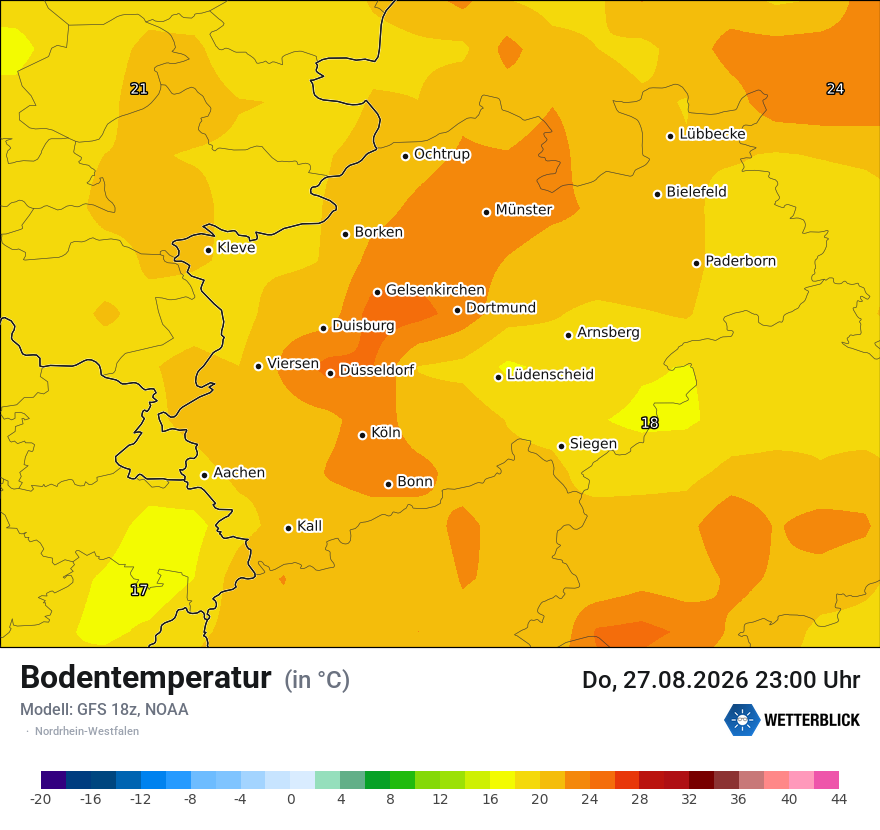 Modellkarte GFS – t_g – nrw