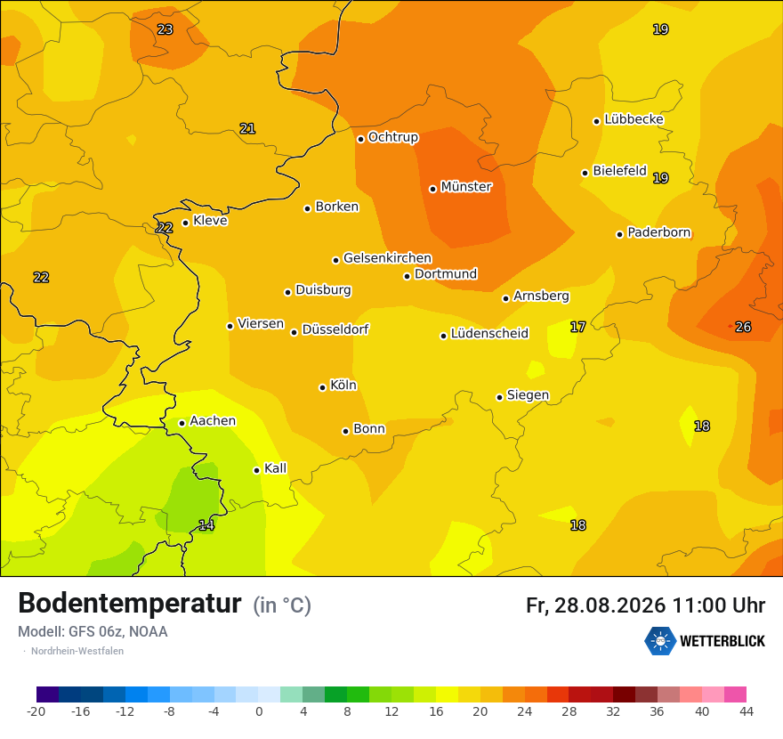Modellkarte GFS – t_g – nrw