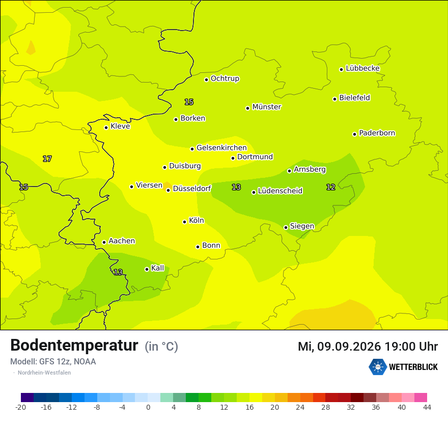 Modellkarte GFS – t_g – nrw
