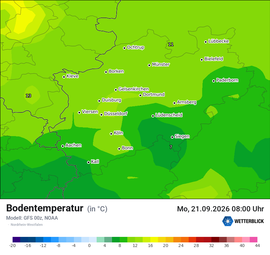 Modellkarte GFS – t_g – nrw