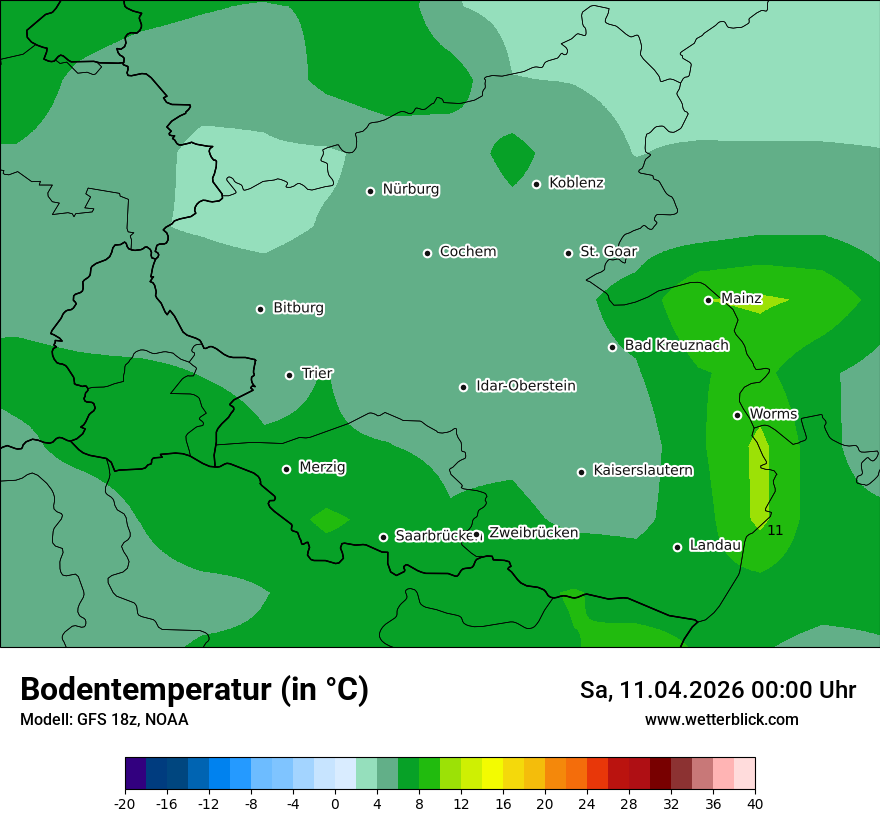 Modellkarte GFS – t_g – rp