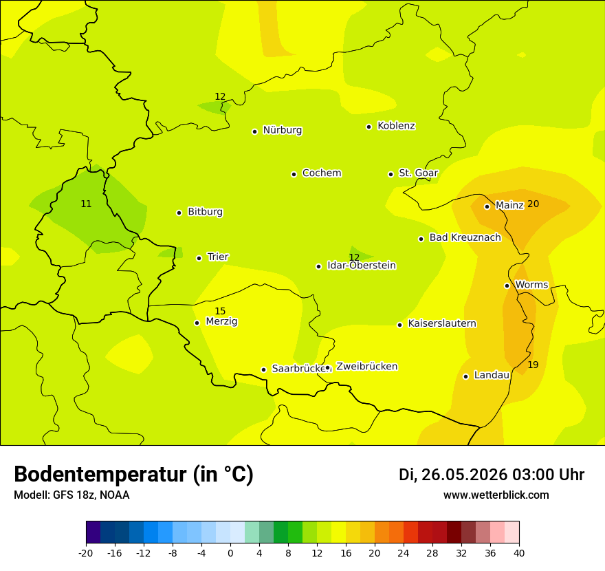 Modellkarte GFS – t_g – rp