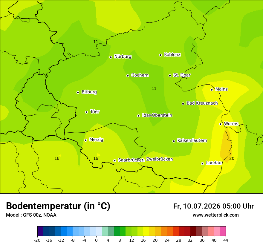 Modellkarte GFS – t_g – rp