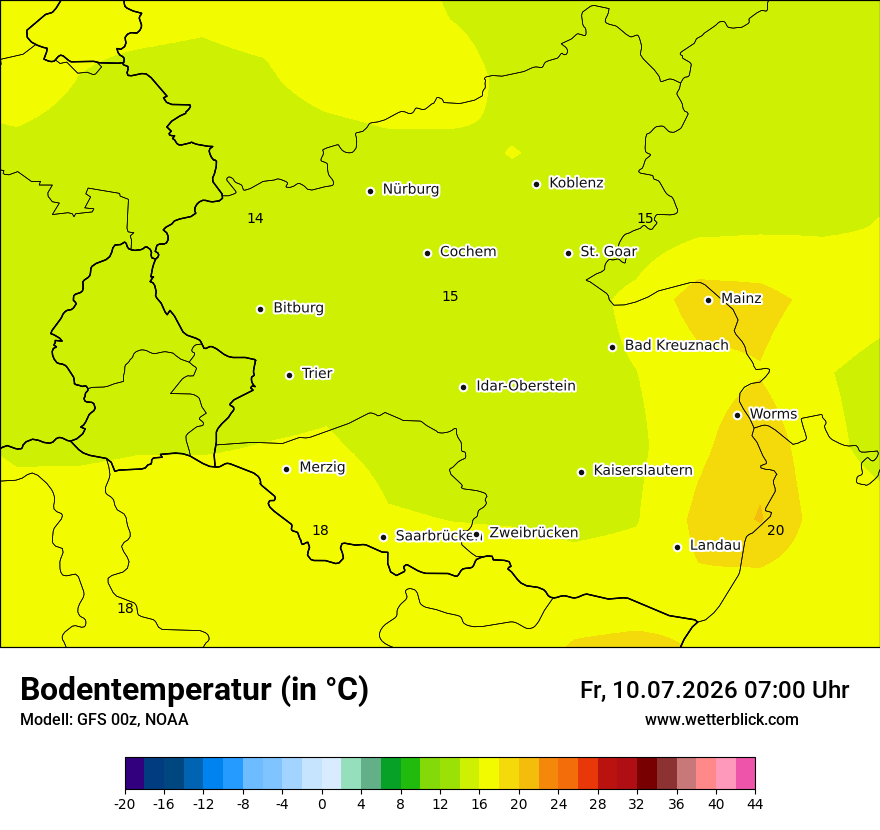 Modellkarte GFS – t_g – rp