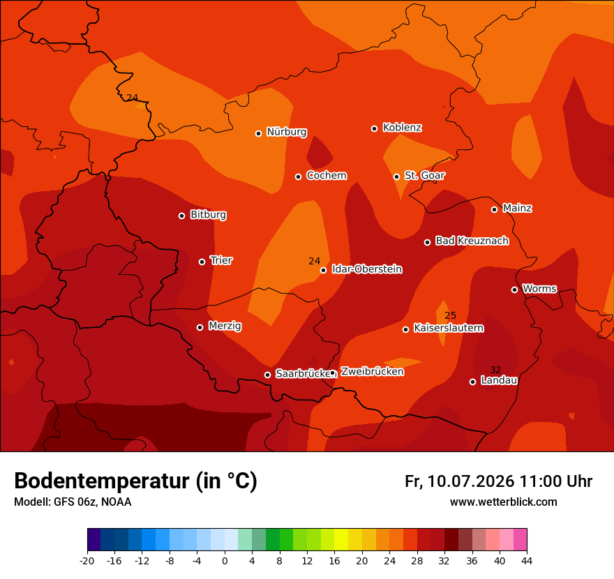 Modellkarte GFS – t_g – rp