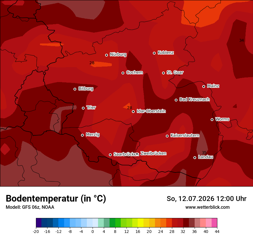 Modellkarte GFS – t_g – rp