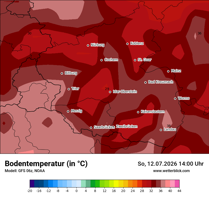 Modellkarte GFS – t_g – rp
