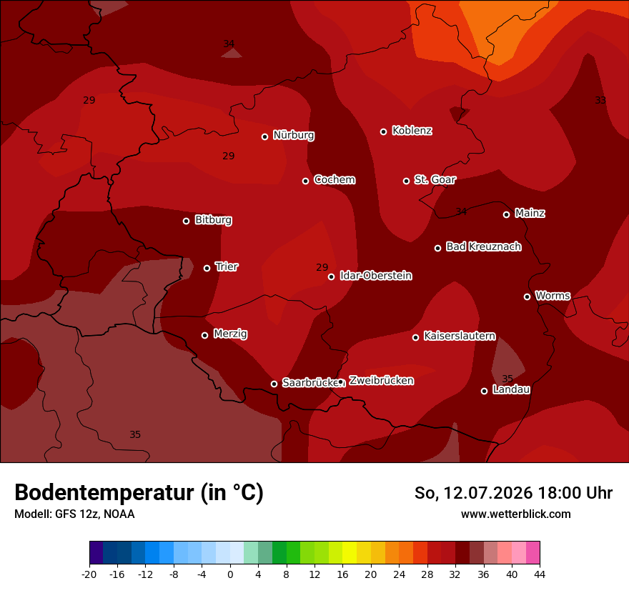 Modellkarte GFS – t_g – rp