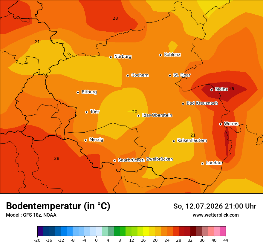 Modellkarte GFS – t_g – rp