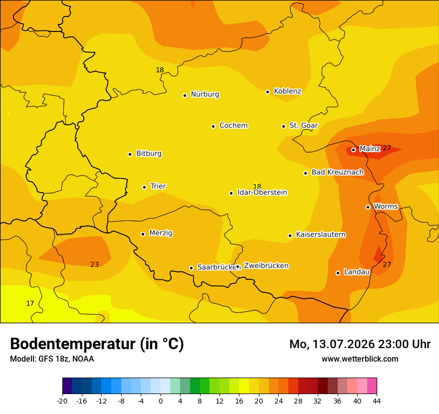 Modellkarte GFS – t_g – rp