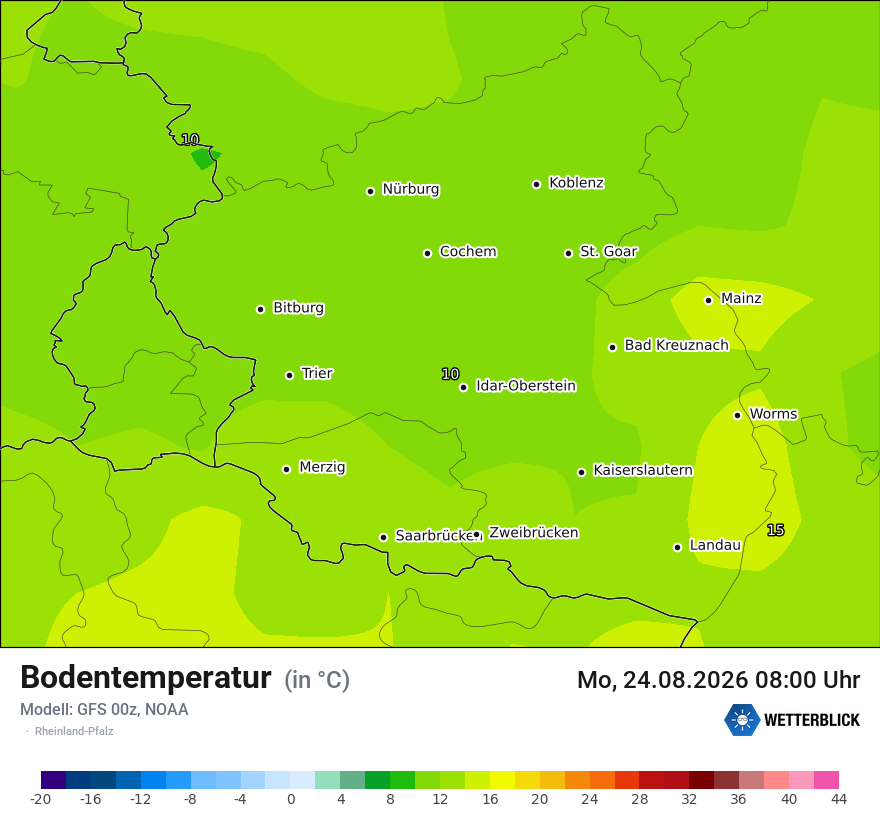 Modellkarte GFS – t_g – rp