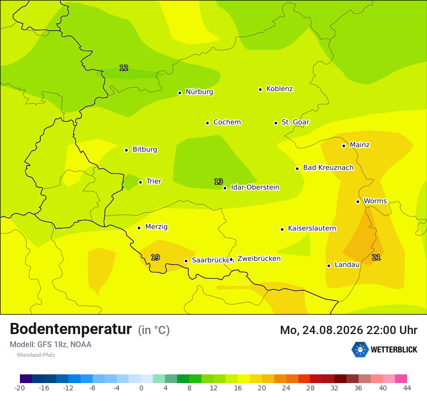 Modellkarte GFS – t_g – rp
