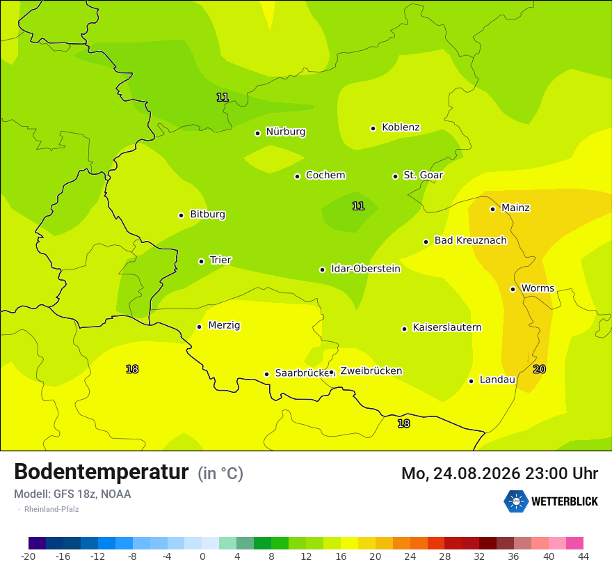 Modellkarte GFS – t_g – rp