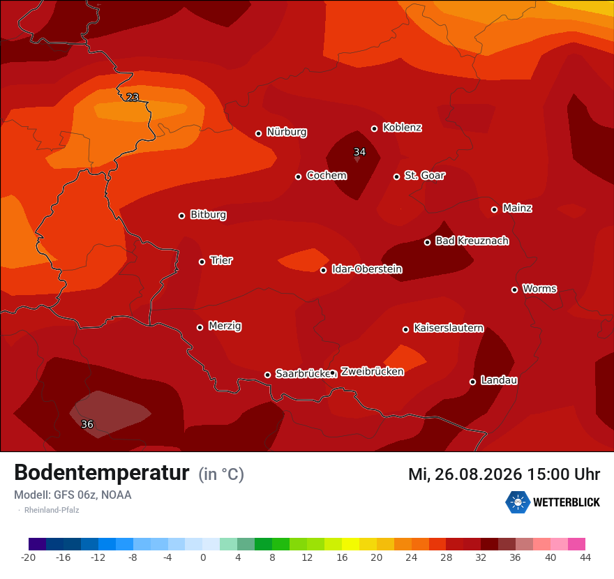 Modellkarte GFS – t_g – rp