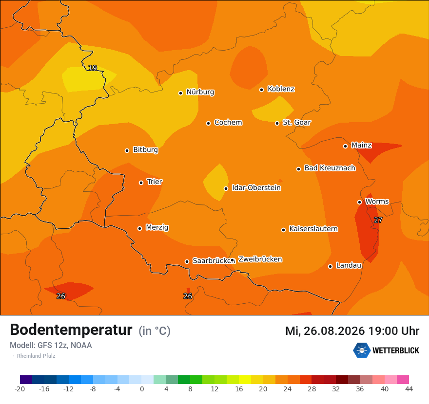 Modellkarte GFS – t_g – rp
