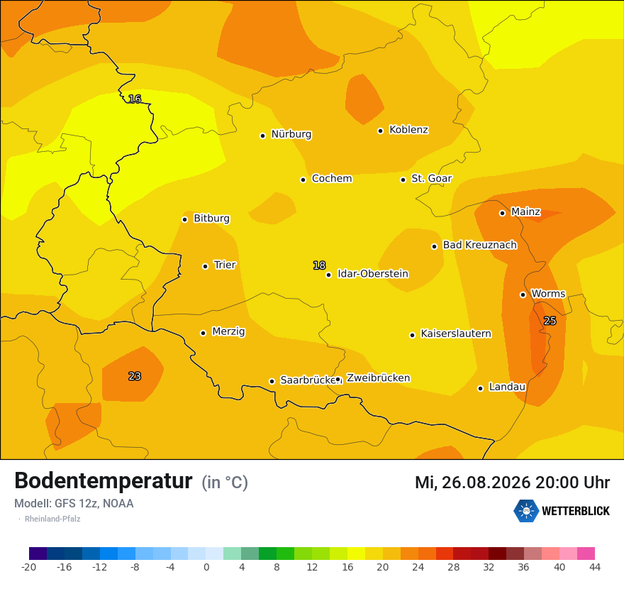 Modellkarte GFS – t_g – rp