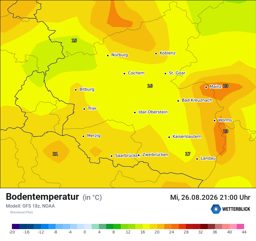 Modellkarte GFS – t_g – rp
