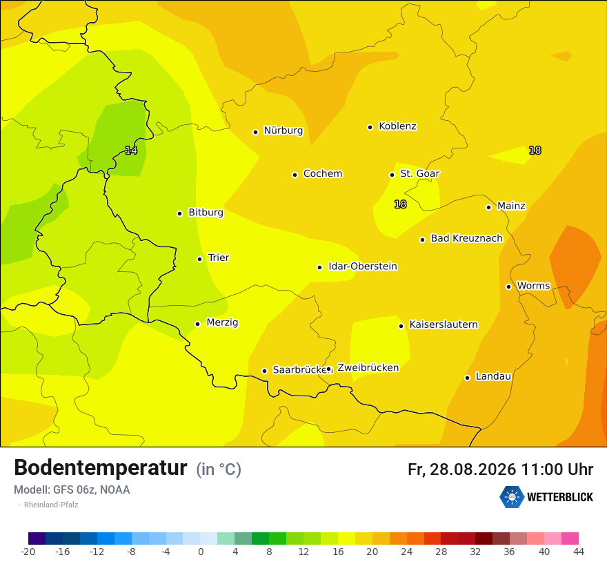 Modellkarte GFS – t_g – rp
