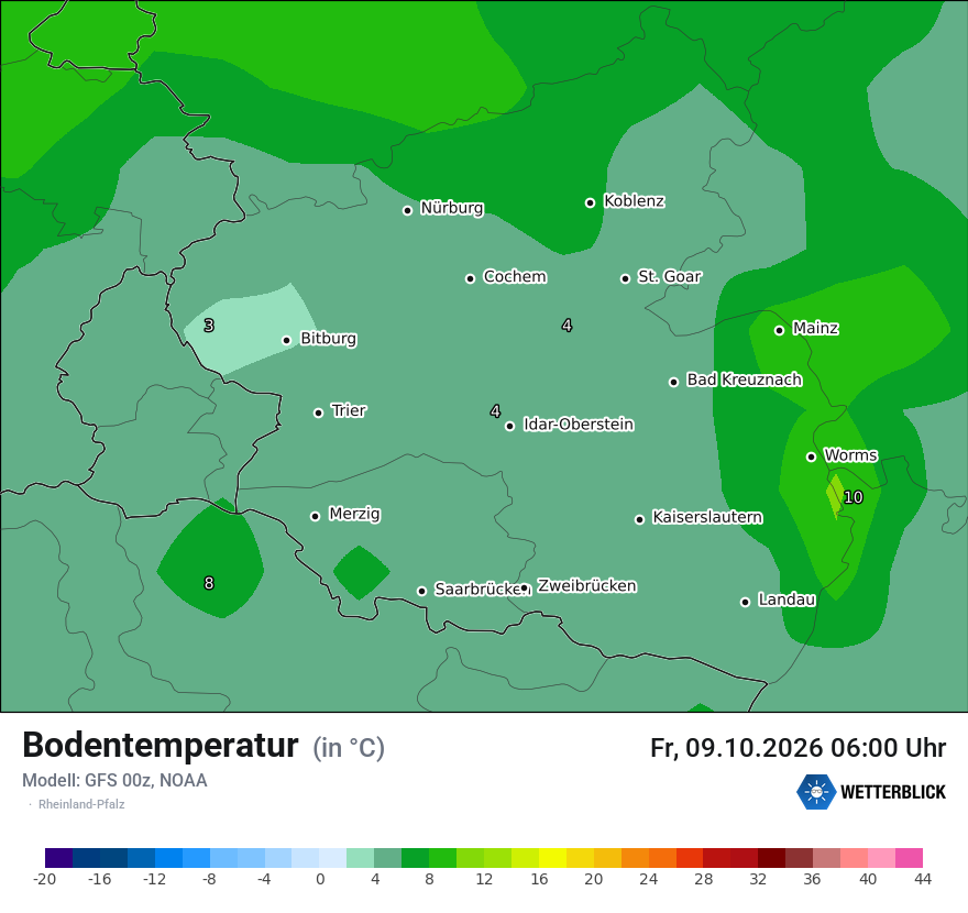 Modellkarte GFS – t_g – rp