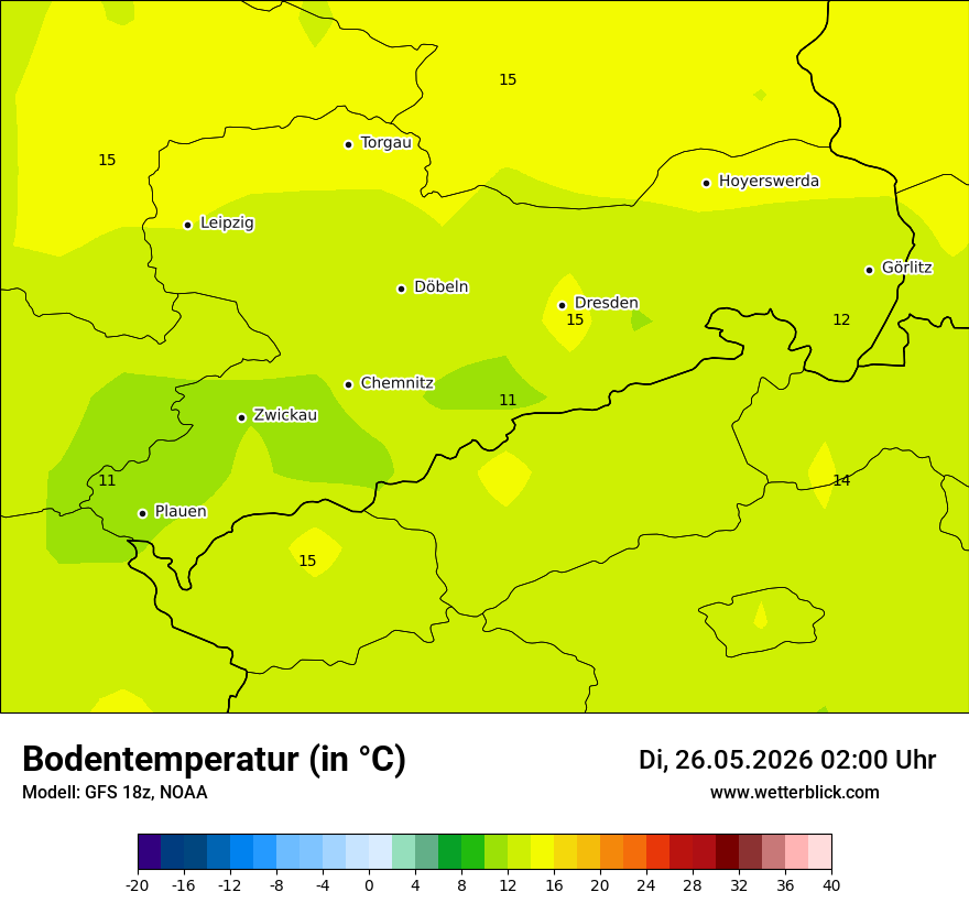 Modellkarte GFS – t_g – sn