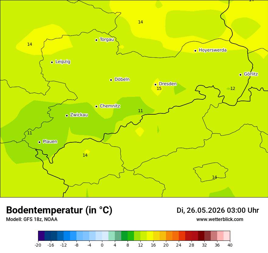 Modellkarte GFS – t_g – sn