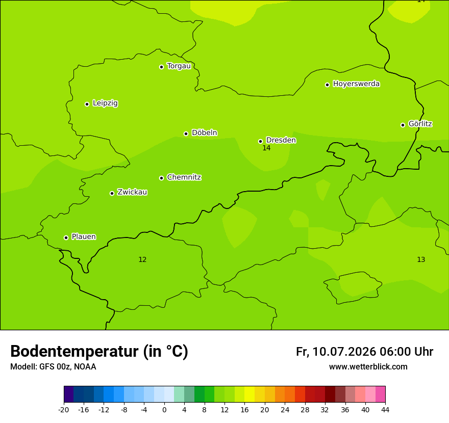 Modellkarte GFS – t_g – sn