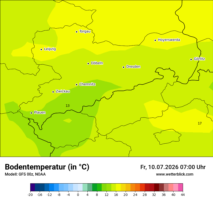 Modellkarte GFS – t_g – sn