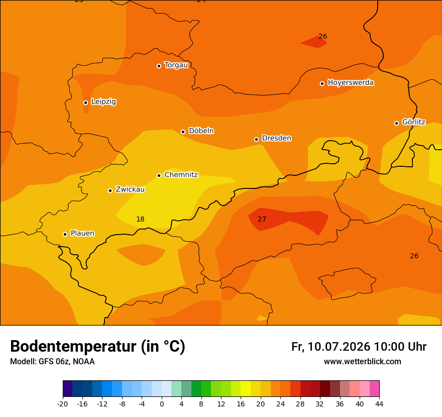 Modellkarte GFS – t_g – sn