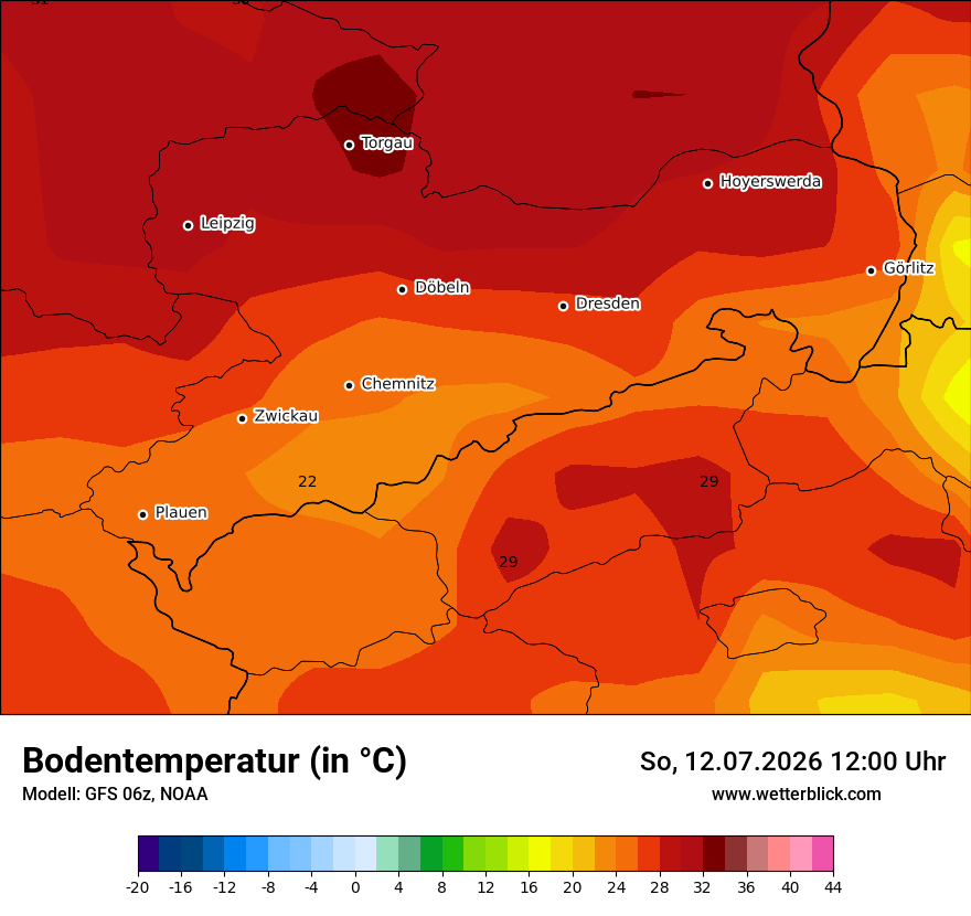 Modellkarte GFS – t_g – sn