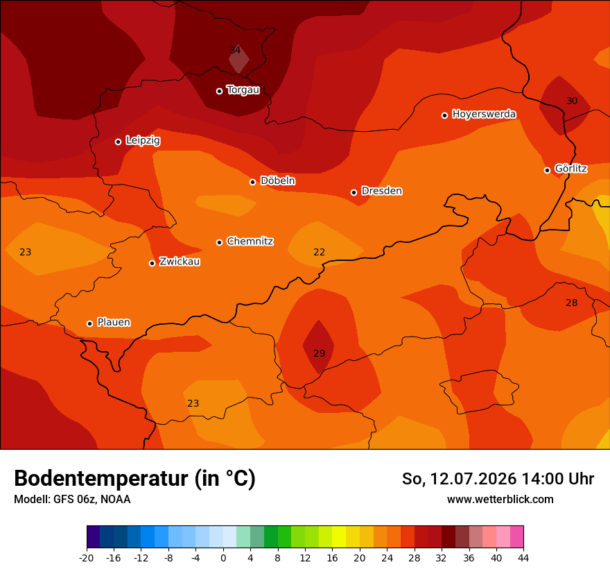 Modellkarte GFS – t_g – sn