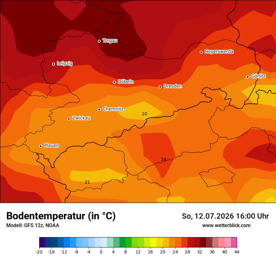 Modellkarte GFS – t_g – sn