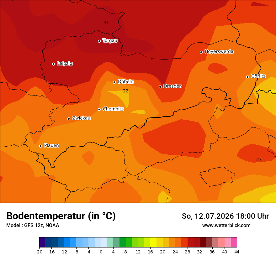 Modellkarte GFS – t_g – sn