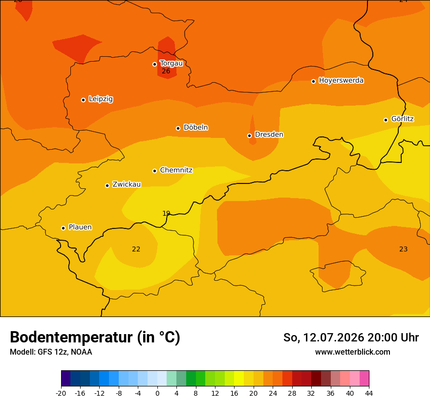 Modellkarte GFS – t_g – sn