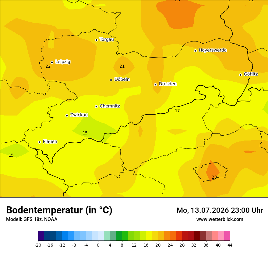Modellkarte GFS – t_g – sn