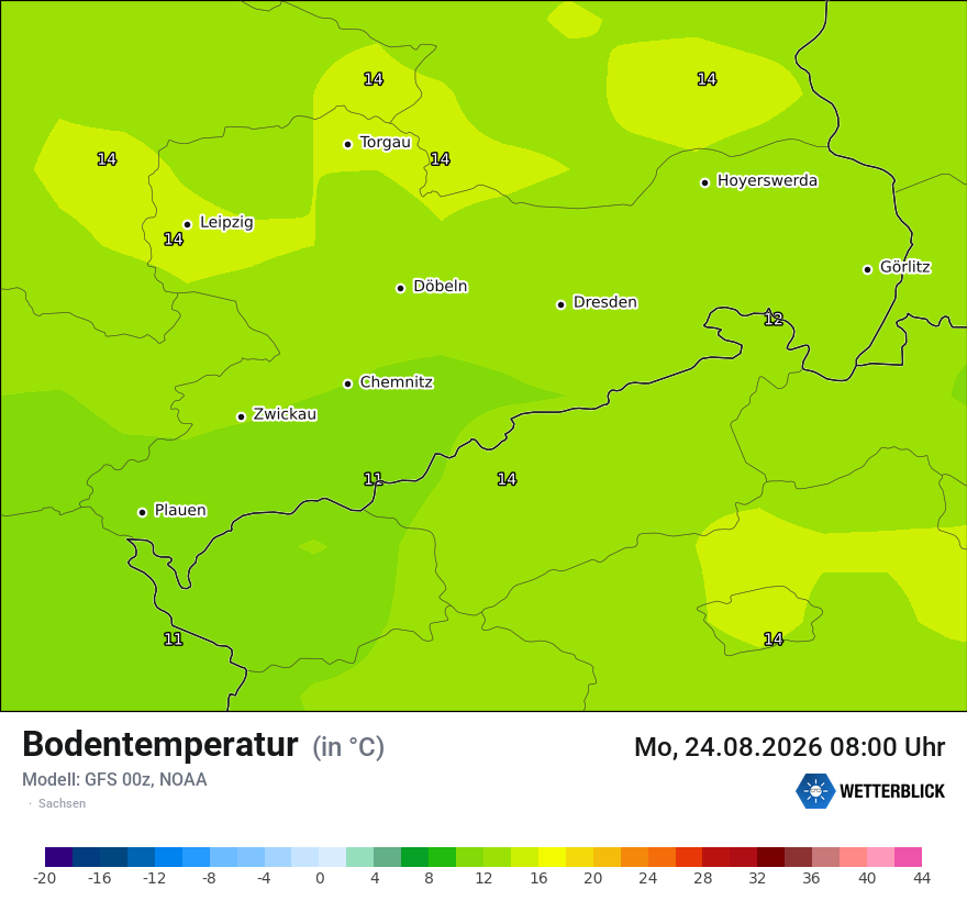Modellkarte GFS – t_g – sn
