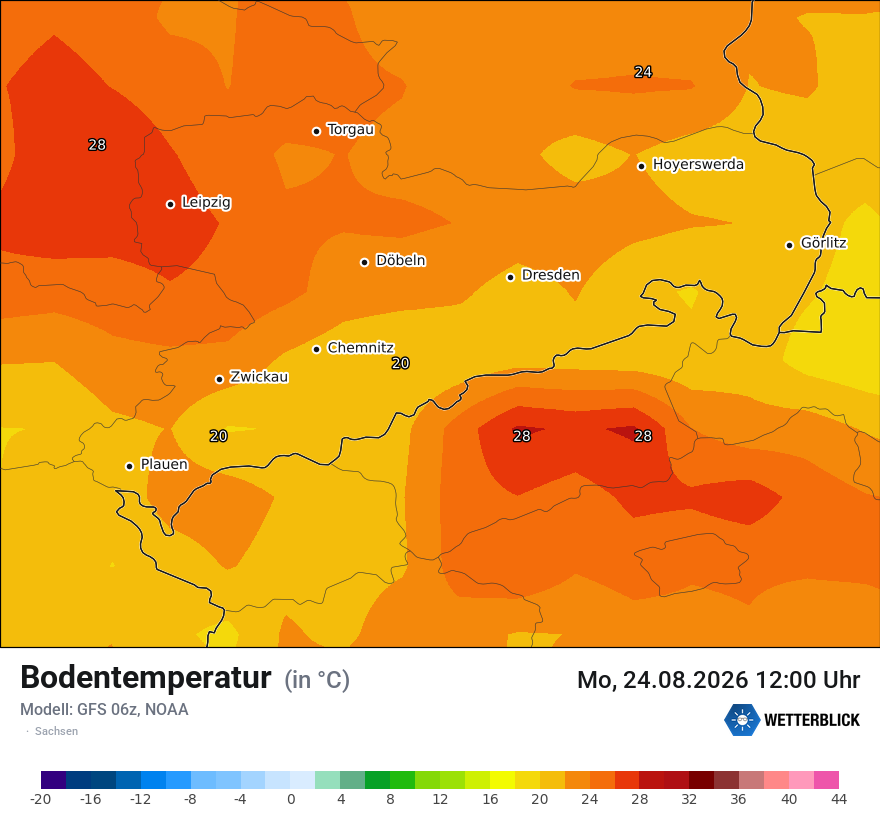 Modellkarte GFS – t_g – sn