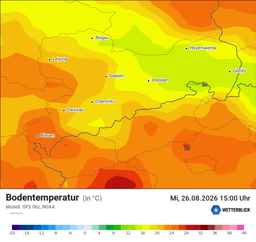Modellkarte GFS – t_g – sn