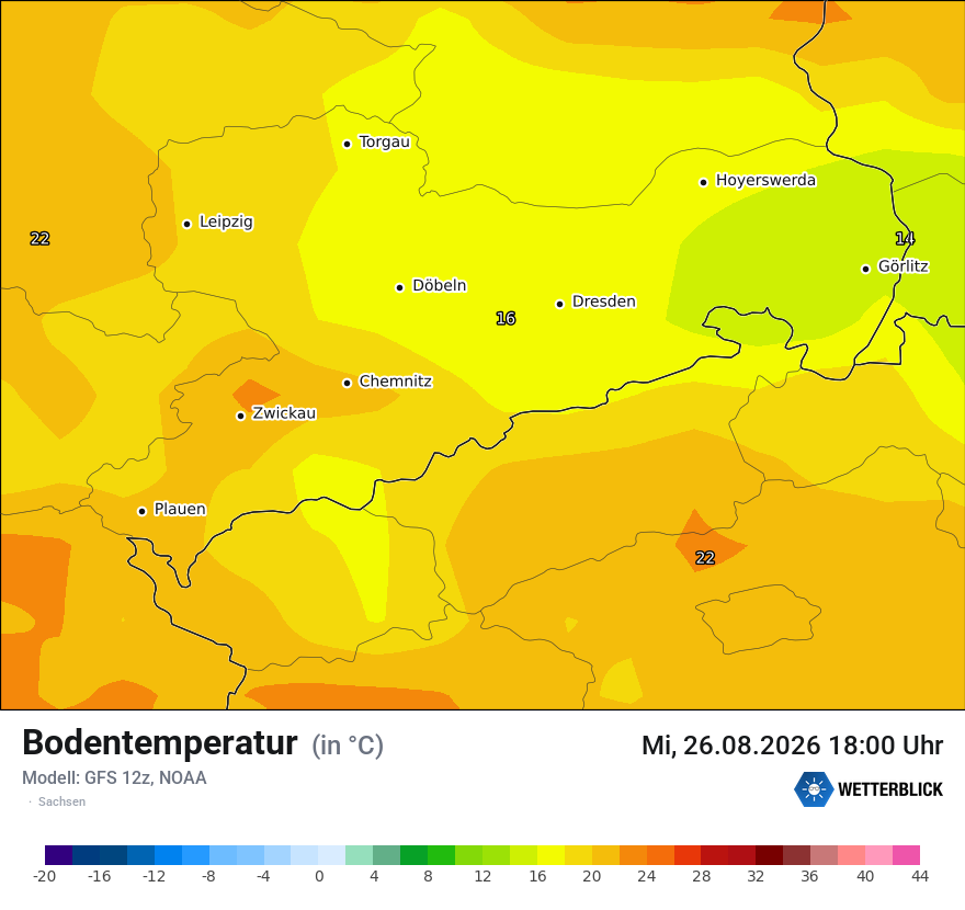 Modellkarte GFS – t_g – sn
