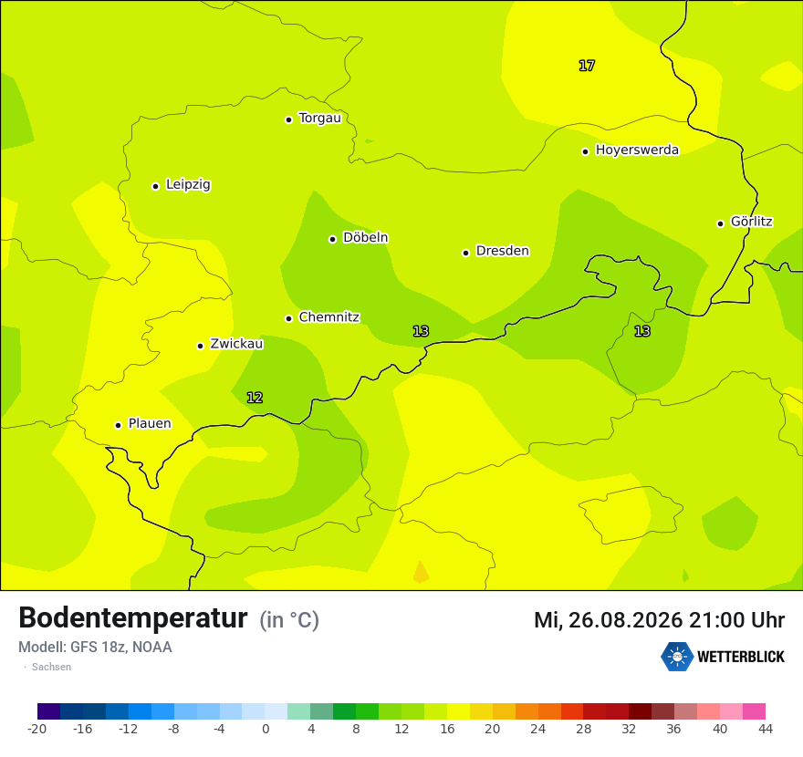 Modellkarte GFS – t_g – sn