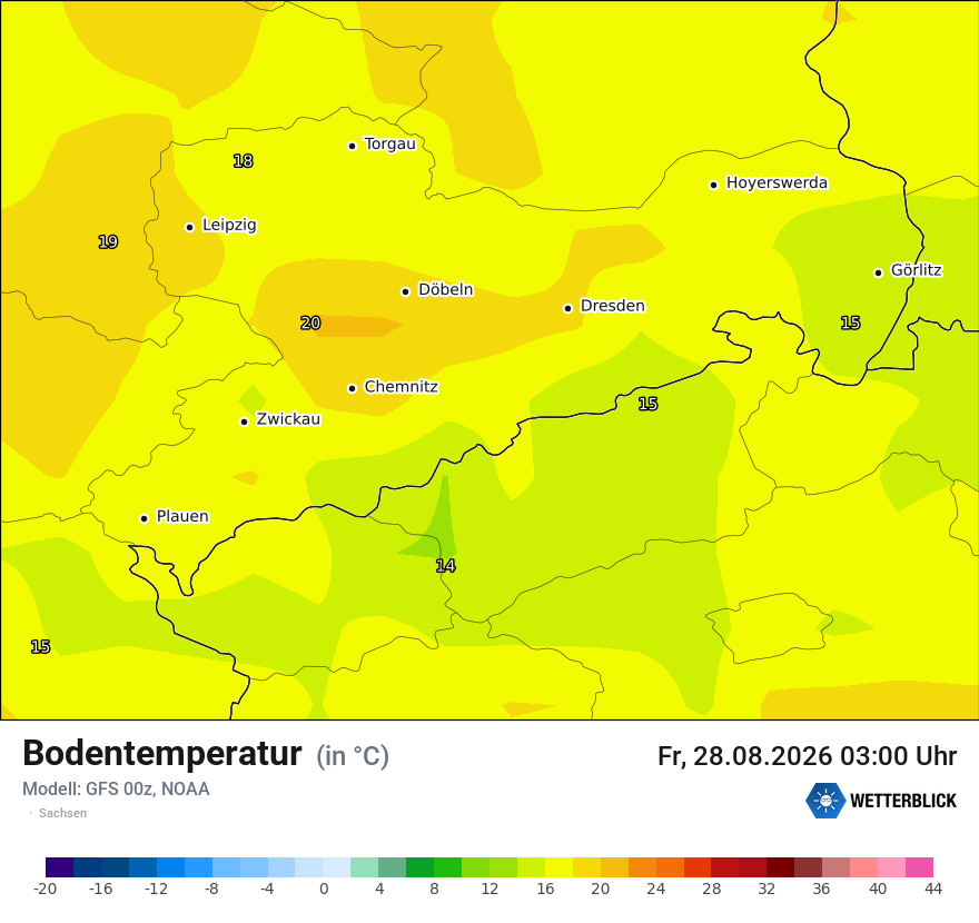 Modellkarte GFS – t_g – sn
